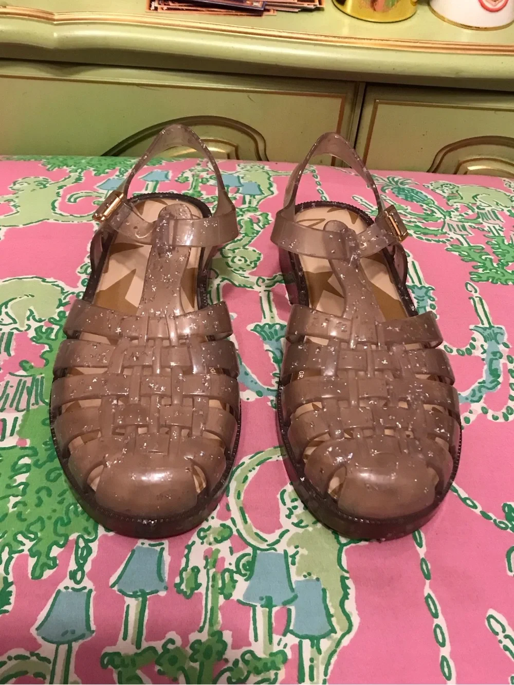 Mini Melissa Jelly Star Sandals Girls Possession Shiny Elements Fisherman size 4